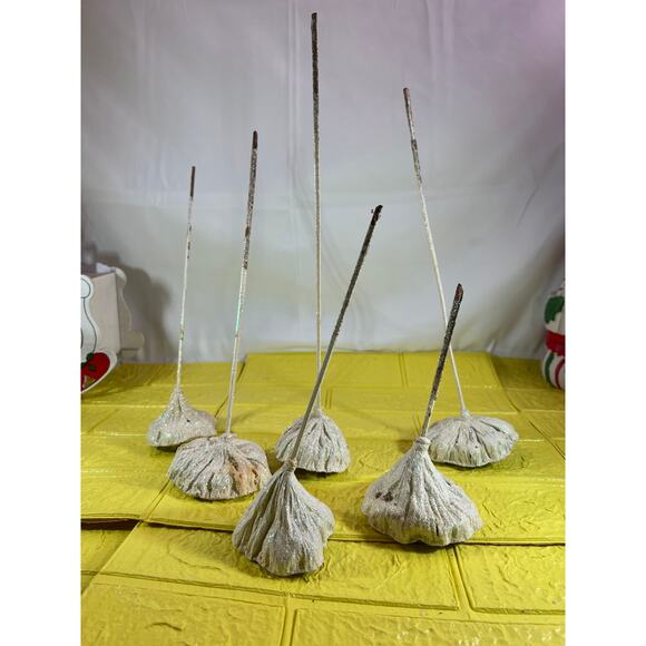 Vintage Lotus Seed Pod Floral Picks Christmas Holiday White Silver Set - Picture 5 of 16